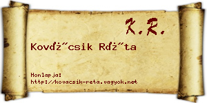 Kovácsik Réta névjegykártya